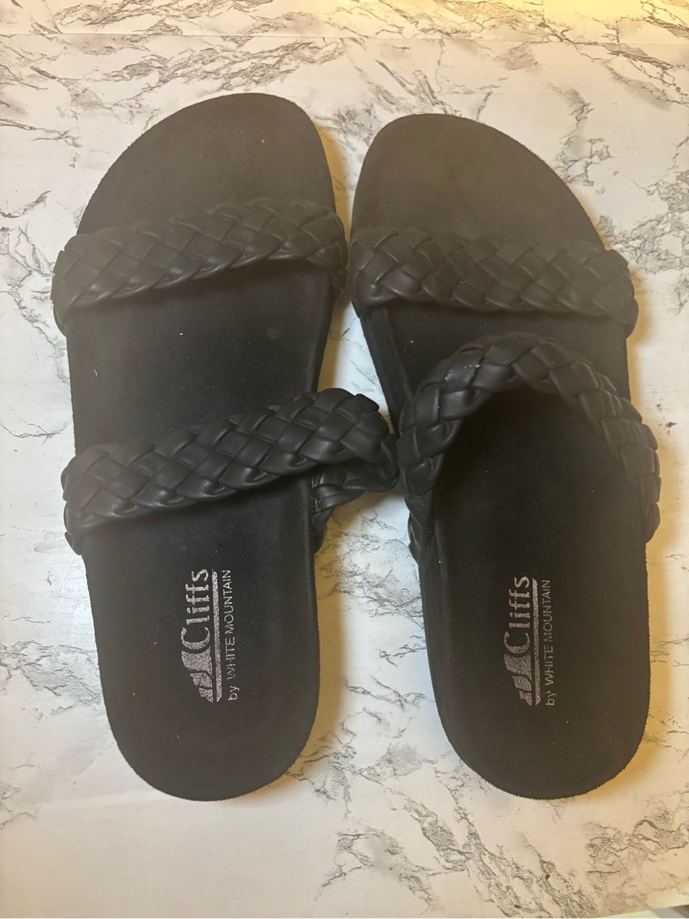 Cliffs by White Mountain Sandals — Black Braided Slide Sandals